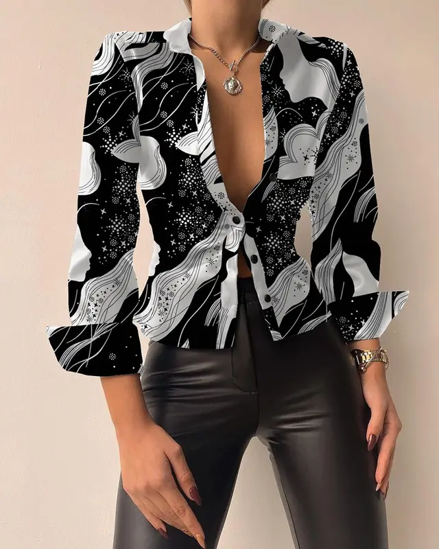 Spring Long Sleeved V Neck PU Leather Splicing Women Black With White - Shop at LoveMi