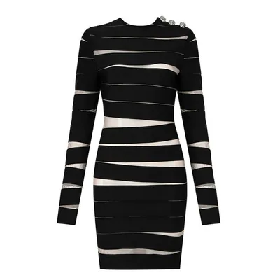 Irregular Layering Black Classic Long Sleeve Dress In Europe And America Black - Shop at LoveMi