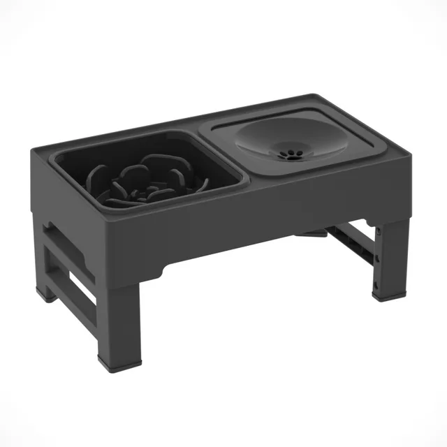 Dog Double Bowls Stainless Stand Adjustable Height Pets Feeding Dish Bowl Big Dog Elevated Food Water Feeders For Dogs Pet Products Black - Shop at LoveMi