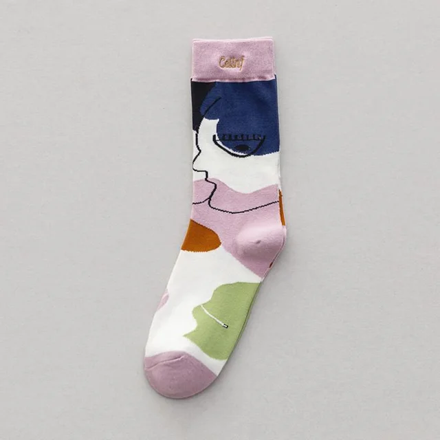 Medium Length Combed Cotton Socks Pink Sock Mouth - Shop at LoveMi