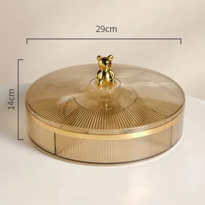 Fruit Tray Household Living Room Tea Table Snack Candy Tray Dry Fruit Storage Box Amber Gold Bear Top - Shop at LoveMi