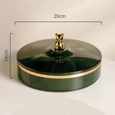Fruit Tray Household Living Room Tea Table Snack Candy Tray Dry Fruit Storage Box Fruit Green Gold Bear Top - Shop at LoveMi