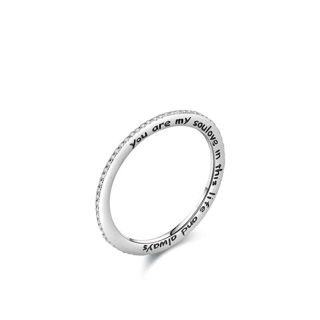 Ladies Personality Simple Fashion Ring Silver White Stone - Shop at LoveMi