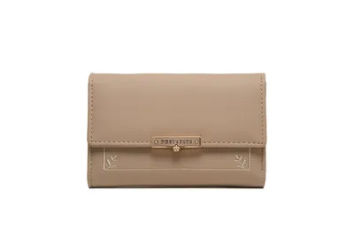 Women's Fashion Simple Three Fold Buckle Zipper Coin Purse Orange - Shop at LoveMi