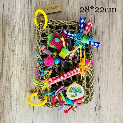 Parrot Toy Woodskin Hand woven Boredom Cage Supplies Straw Grid - Shop at LoveMi