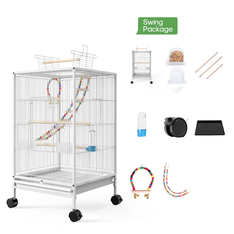 Parrot Xuanfeng Bird Cage With Feeder Toy Grass Nest Breeding Box White Swing Package - Shop at LoveMi