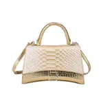Women's Snake Pattern B Word Handbag - Gold