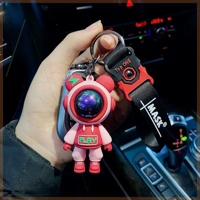 KeychainCartoon Astronaut Lightning Bear Keychain Love Road Bear Car Key Pink - Shop at LoveMi