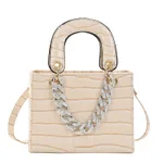 Fashion Trendy With Pattern Casual Simple Messenger Bracelet Bag - Beige