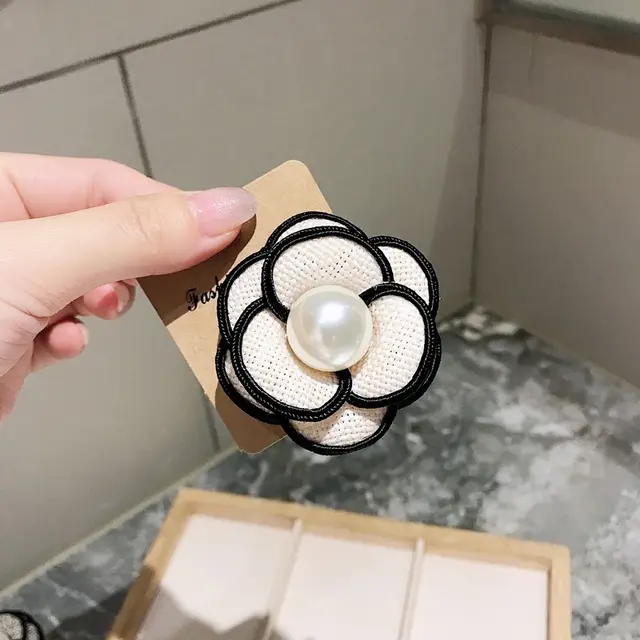 Denim Art Camellia Small Incense Corsage Women's Temperament Elegant Brooch Suit Sweater Pin Beige - Shop at LoveMi