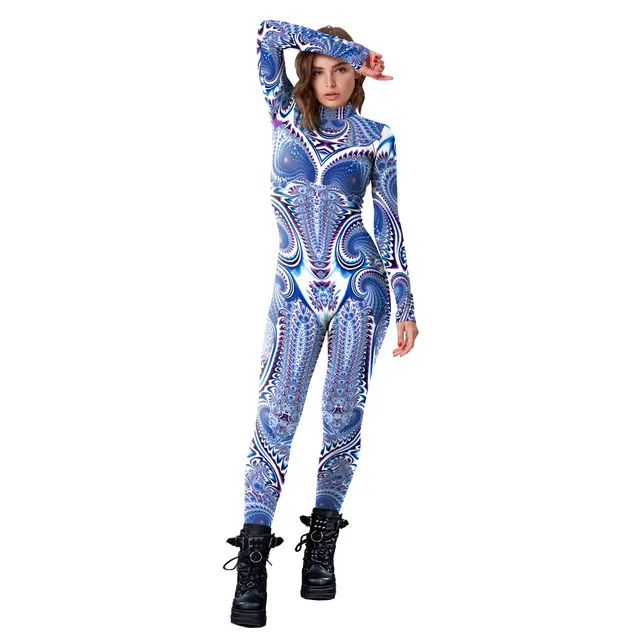 Printed Performance Suit Mechanical Series Game Role playing One piece Clothing Female White - Shop at LoveMi
