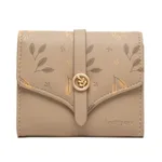 Women's Short Printed Buckle Triple Fold Purse - Apricot