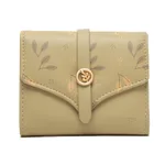 Women's Short Printed Buckle Triple Fold Purse - Green