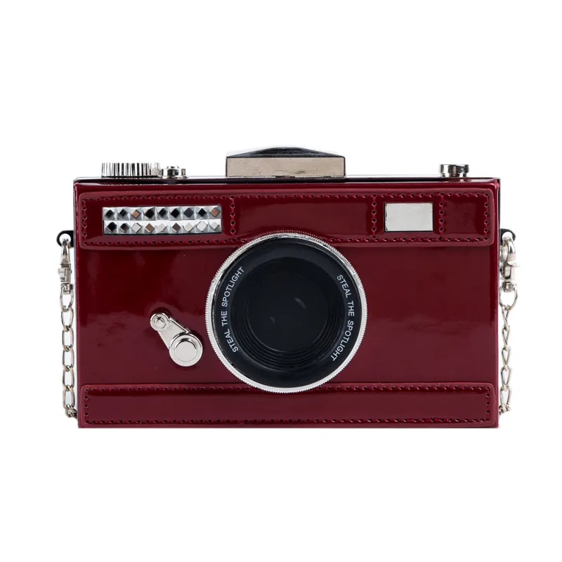 Women's Fashion Patent Leather Glossy Single Shoulder Crossbody Box Bag Red - Shop at LoveMi