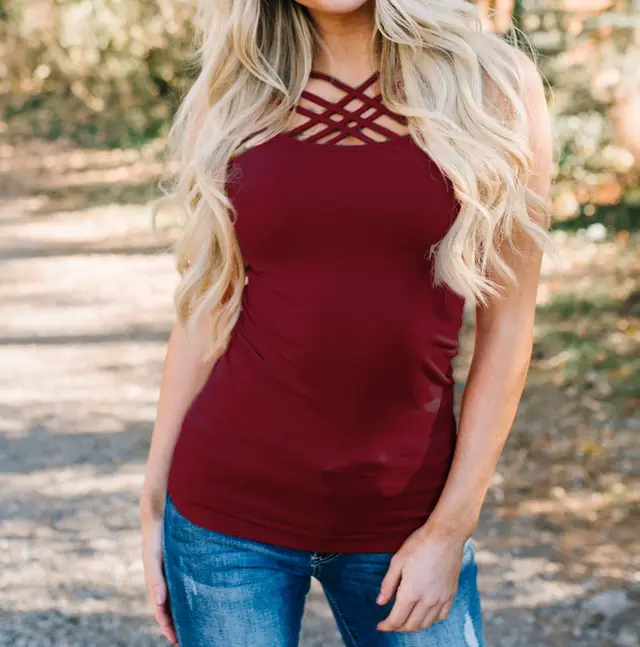 Women's Cotton Vest Burgundy - Shop at LoveMi