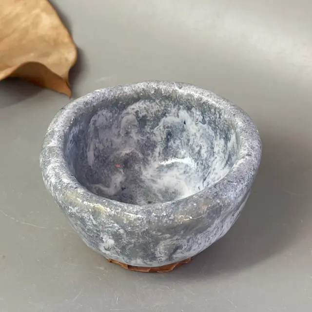Grey Glaze 40ml Hand Pinch Ice Cracked Garden Type Small Tea Cup Flow Blue - Shop at LoveMi