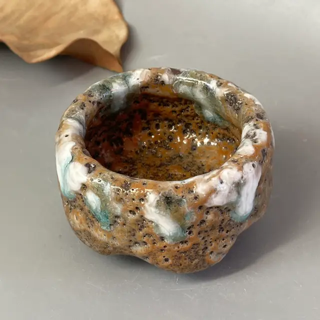 Grey Glaze 40ml Hand Pinch Ice Cracked Garden Type Small Tea Cup Snow Residue - Shop at LoveMi