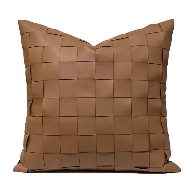 Scandinavian Woven Living Room Sofa Leather Pillow Covers Coffee - Shop at LoveMi