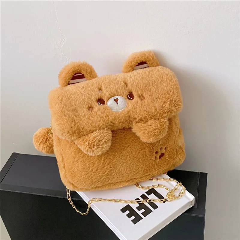 Cartoon Girl Heart Hair Mobile Phone Messenger Bag Brown - Shop at LoveMi