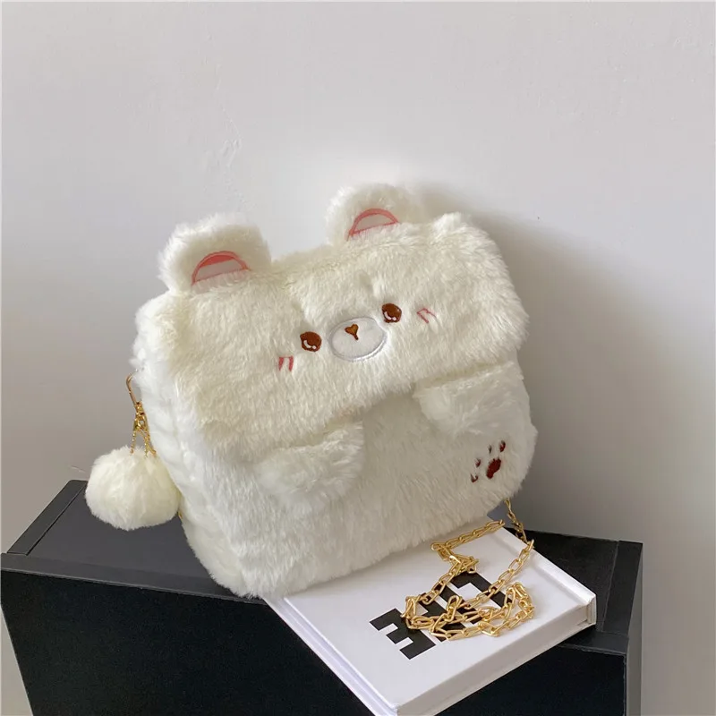 Cartoon Girl Heart Hair Mobile Phone Messenger Bag White - Shop at LoveMi