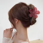 Transparent Girl Lovely Hair Ornaments - Dark Pink Flower