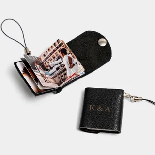 Mini Leather Photo Keychain Personality DIY - Black