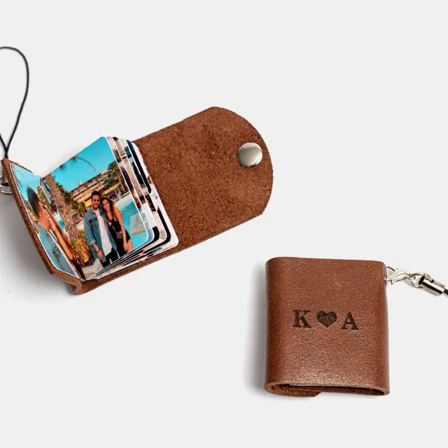 Mini Leather Photo Keychain Personality DIY Coffee - Shop at LoveMi