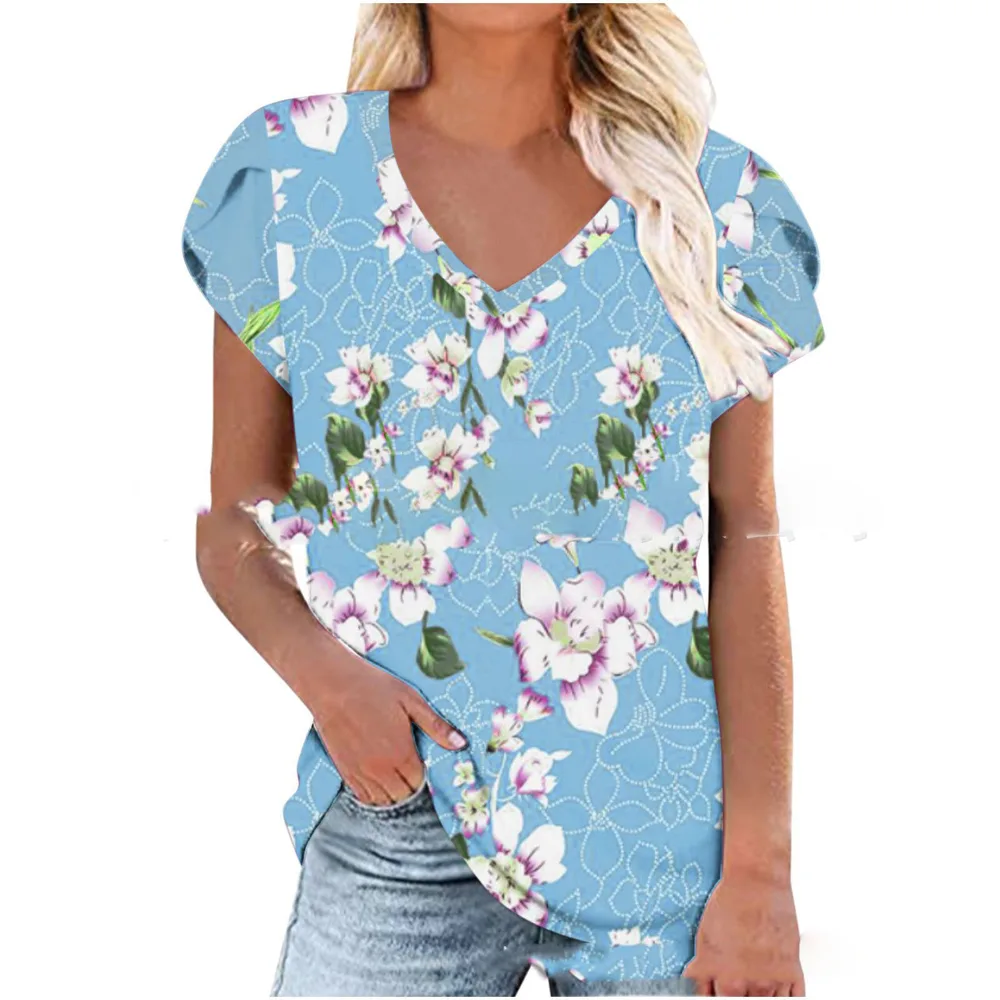 Women's Cotton Short Sleeve Shirt Blue - Shop at LoveMi