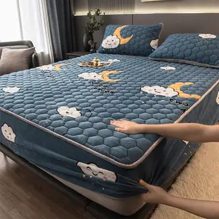 Crystal Pile Clip Cotton Bed Bonnet Thickened Coral Pile Bed Cover In Autumn And Winter - Cotton Cloud Love