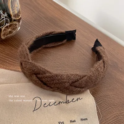 High Cranial Top Plush Head Hoop Advanced Sense Face Wash Headwear Dark Coffee Hemp Flower - Shop at LoveMi
