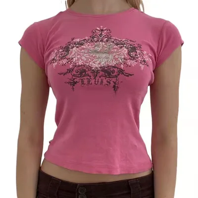 Women's New Printed Pullover T shirt Pink - Shop at LoveMi