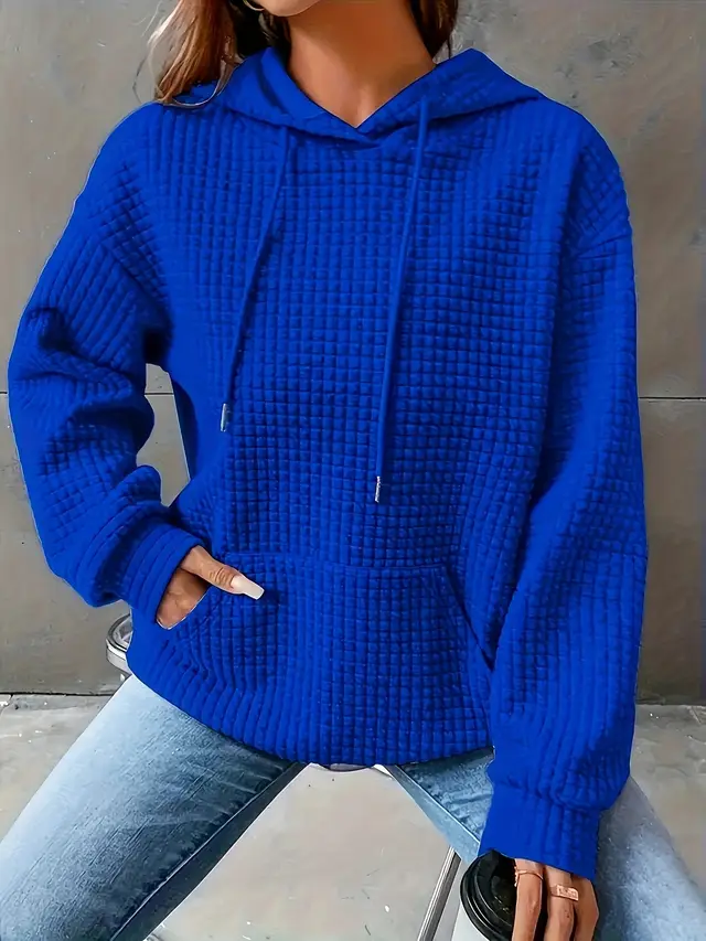 Women's Loose Casual Solid Color Long sleeved Sweater Royal Blue - Shop at LoveMi
