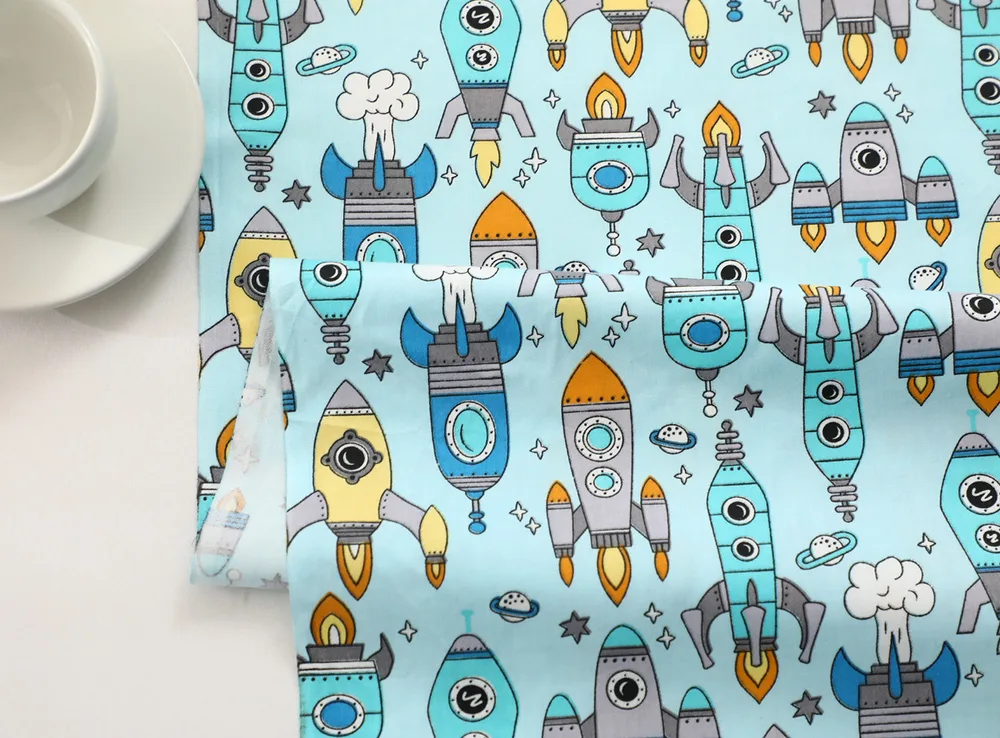 Cotton Twill Printed Cartoon Motorcycle Bed Fabric Light Green - Shop at LoveMi