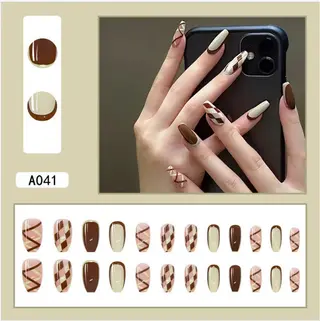 Removable Wearable False Nail With Diamond - A41