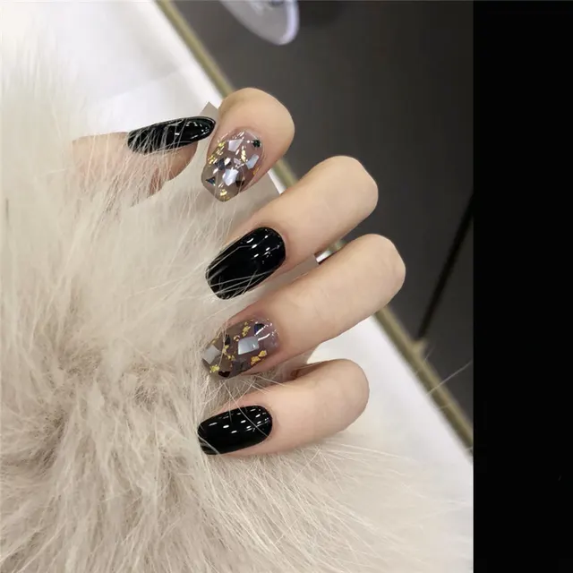 Ashionable Blue And Graffiti Pattern Wearable Fake Nails - N3060