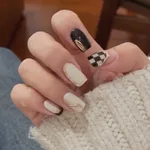 Ashionable Blue And Graffiti Pattern Wearable Fake Nails - N387