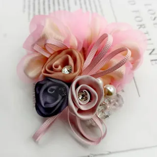 Scrunchie Female Headflower Headrope Flower Ponytail Large Intestine Band - Pink