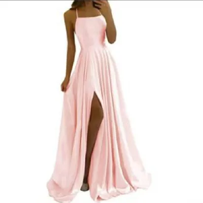 Evening Dress Prom Robe Formal Simple Split Light Pink - Shop at LoveMi