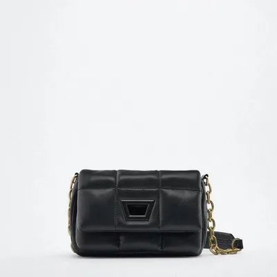 Mini Quilted Embroidered Shoulder Bag Chain Black - Shop at LoveMi
