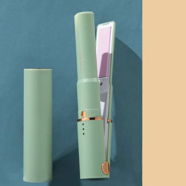 Portable USB Charging Curling Stick Straight Curling Dual purpose Small Splint Matcha Green - Shop at LoveMi