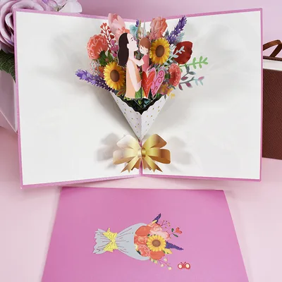 3D PopUp Flower Bouquet Cards Gifts Anniversary PopUp Mom Floral Bouquet Wife Invitation Card Greeting Cards Mothers Day Cards Postcard Mothers D... Mothers Day Bouquet - Shop at LoveMi
