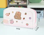 Canvas Large Capacity Pencil Bag Cute Girl - Pink