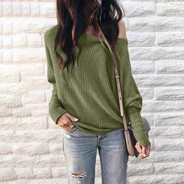 Women's Knitted Long sleeved Shirt Army Green - Shop at LoveMi