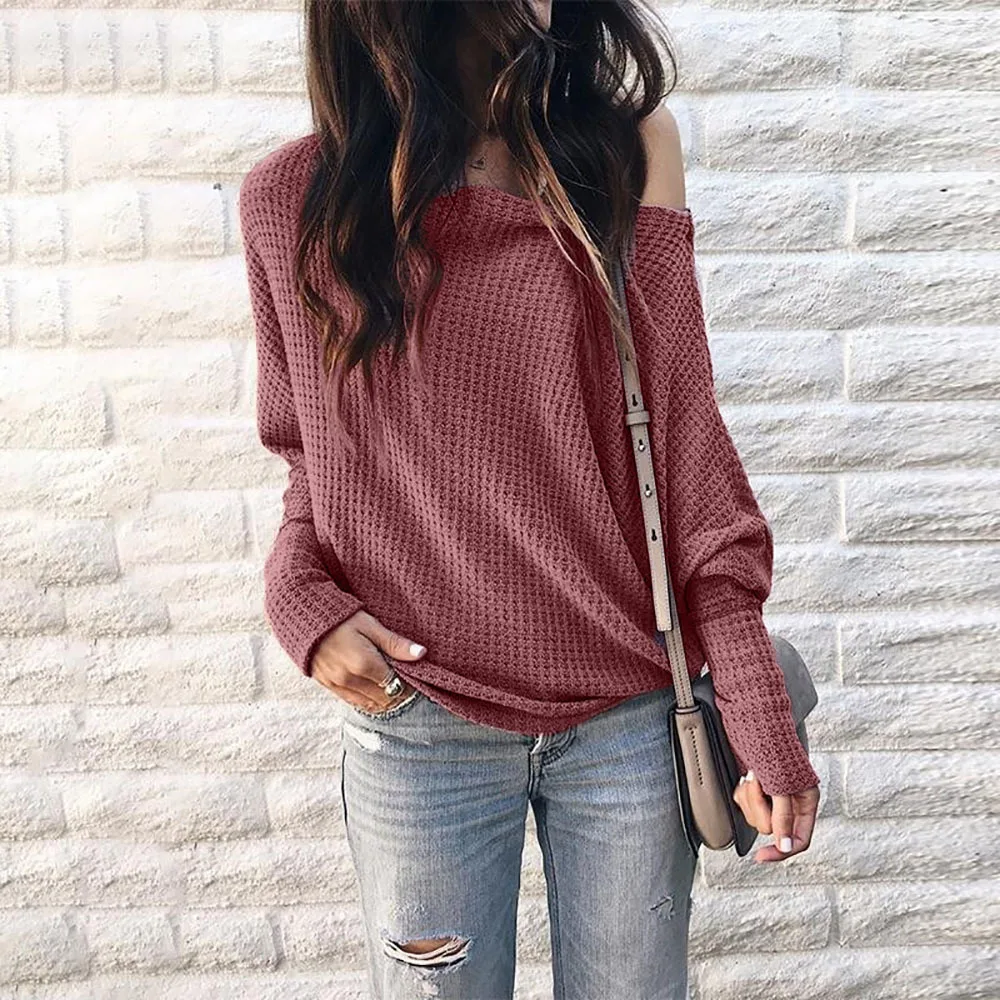 Women's Knitted Long sleeved Shirt Red - Shop at LoveMi