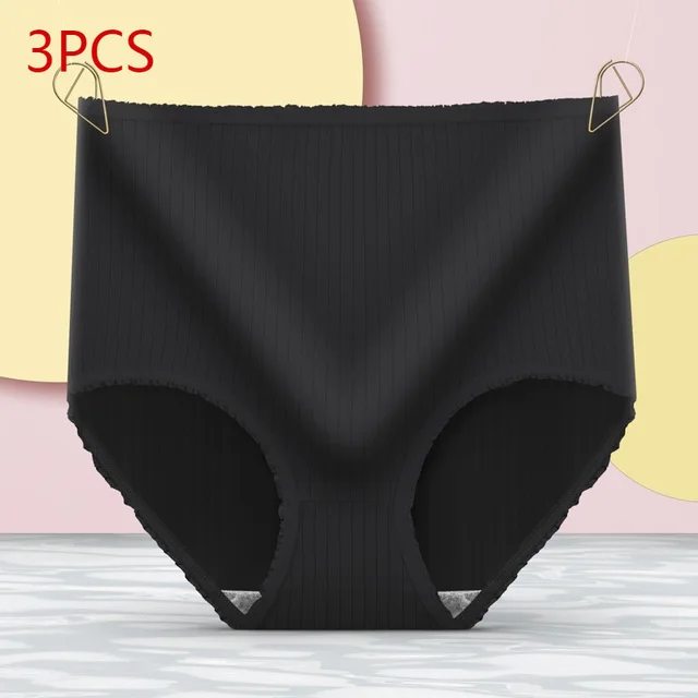 Women's Fashion High Waist Lace Panties Belly Lifting Hip Shaping Black 3Pcs - Shop at LoveMi