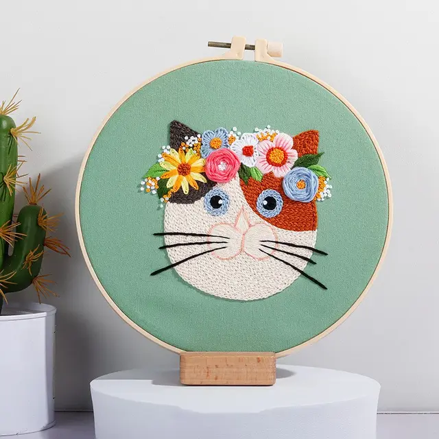 New Original Diy Handmade Embroidery Material Pack European Abstract Cat Animal Abstract Cat4 - Shop at LoveMi