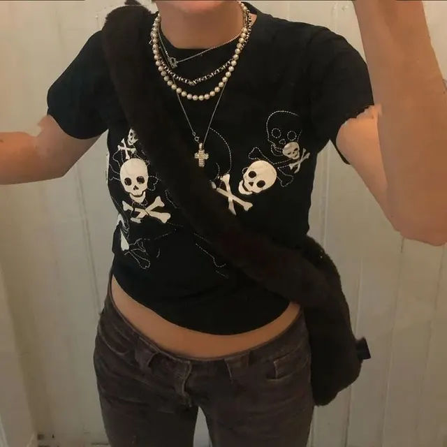 A Variety Of Printed Offset Technology T shirts For Women Black - Shop at LoveMi