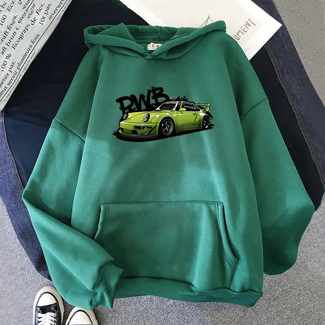 Initial D Hoodie Fashion For Porsche 911 RWB Hoody Long Slee Darkgreen - Shop at LoveMi