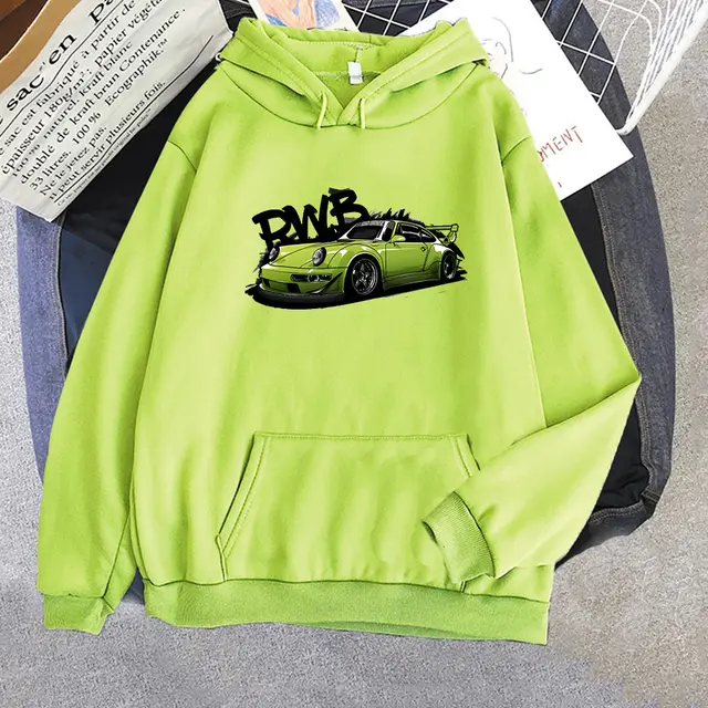 Initial D Hoodie Fashion For Porsche 911 RWB Hoody Long Slee Light Green - Shop at LoveMi