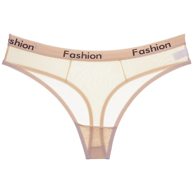 Mesh Sports Print Letter Low Waist Seamless Women's Briefs Apricot - Shop at LoveMi